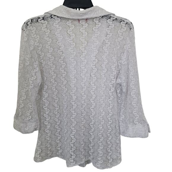 Vintage Y2K Paloma Carmin Knit See Through Collar Button Up Beach Cover Up Sz 36 - Picture 2 of 8